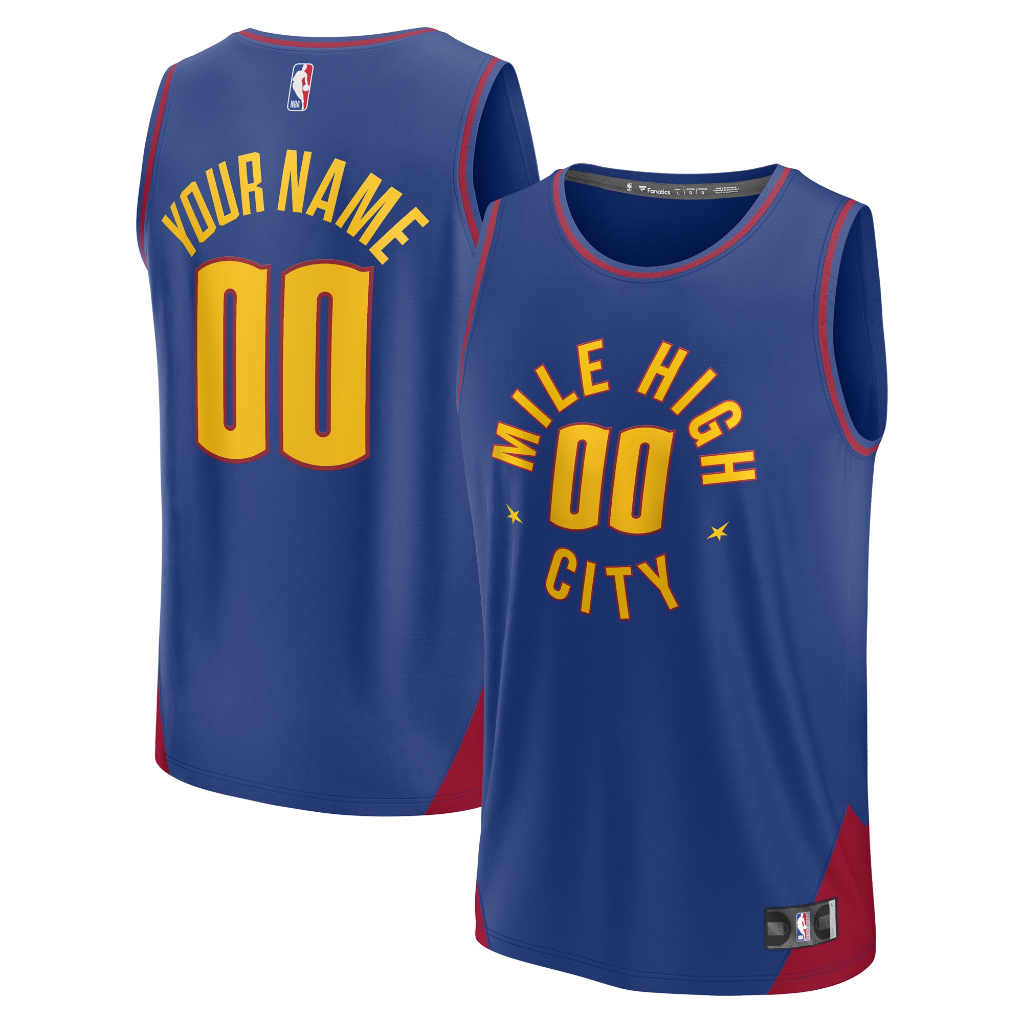 Denver Nuggets Fanatics Youth Fast Break Replica Custom Basketball Jersey - Statement Edition - Blue