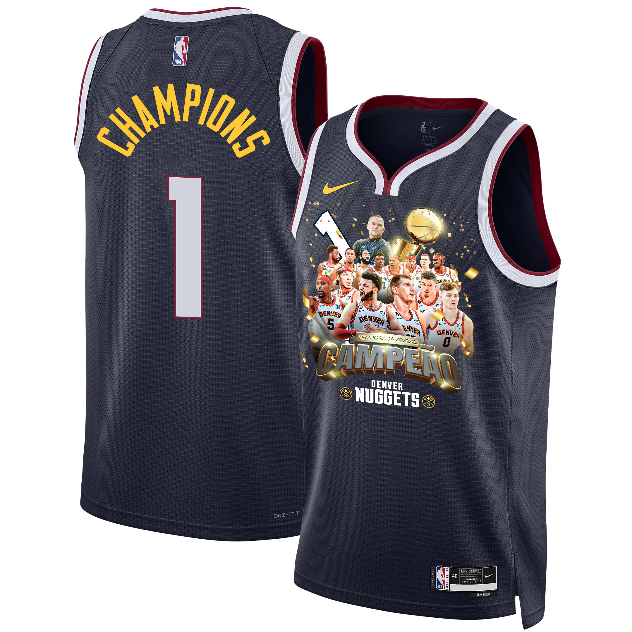 Denver Nuggets Journey To 1st Championship 2023 NBA The Finals Swingman Basketball Jersey - Black - JS587 