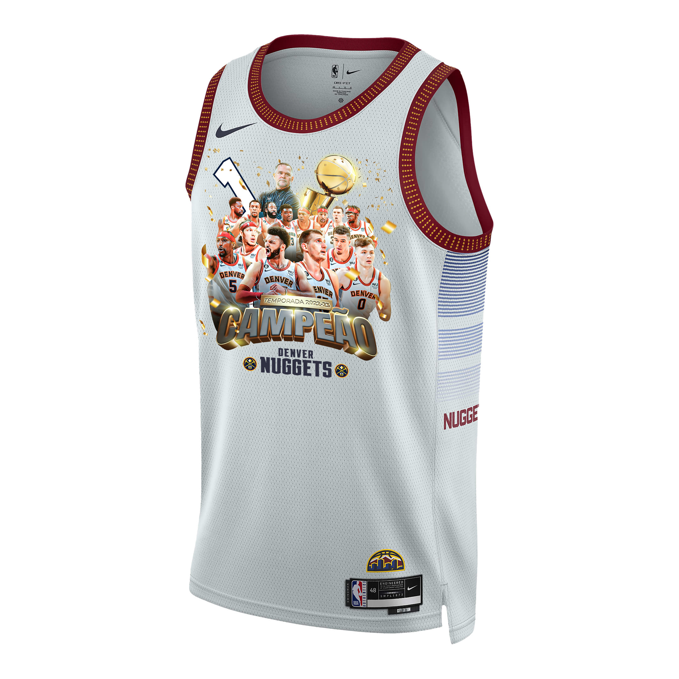 Alternative view of Denver Nuggets Journey To 1st Championship 2023 NBA The Finals Swingman Basketball Jersey - White - JS683 