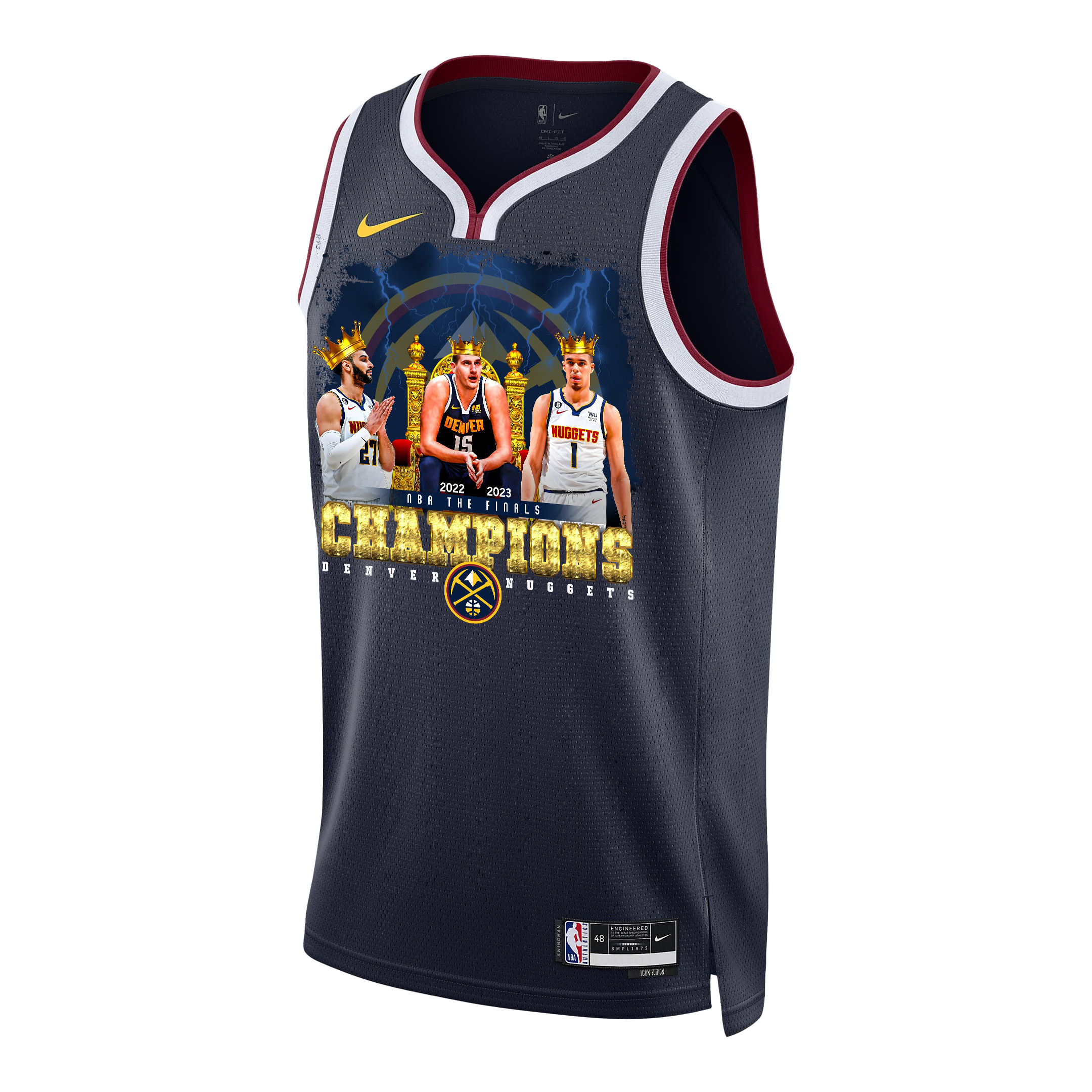 Alternative view of Denver Nuggets King's Players Of 2023 NBA Champions Swingman Basketball Jersey - Black - JS964 