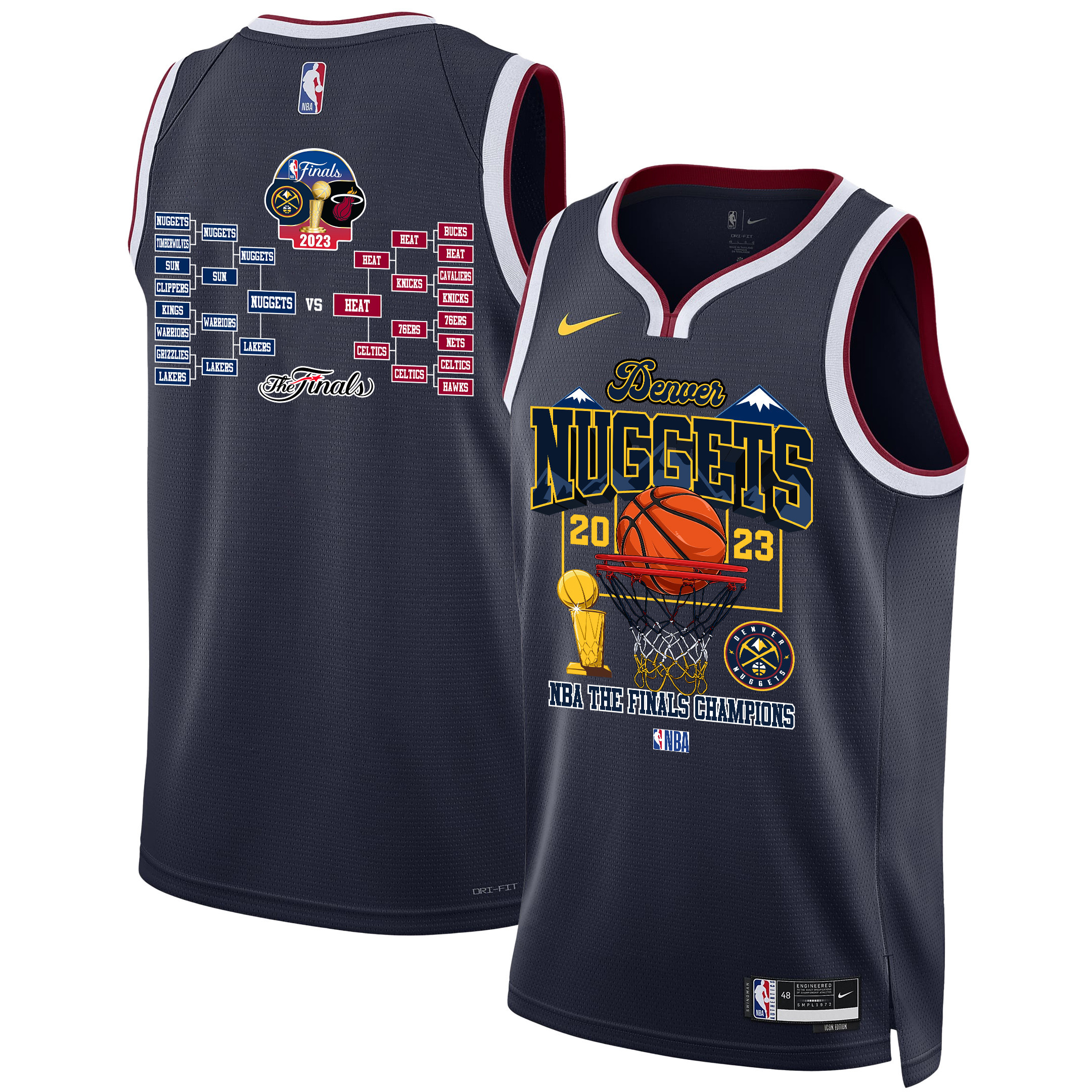 Denver Nuggets Lineup Road To The NBA Final Champions 2023 Swingman Basketball Jersey - Black - JS444 