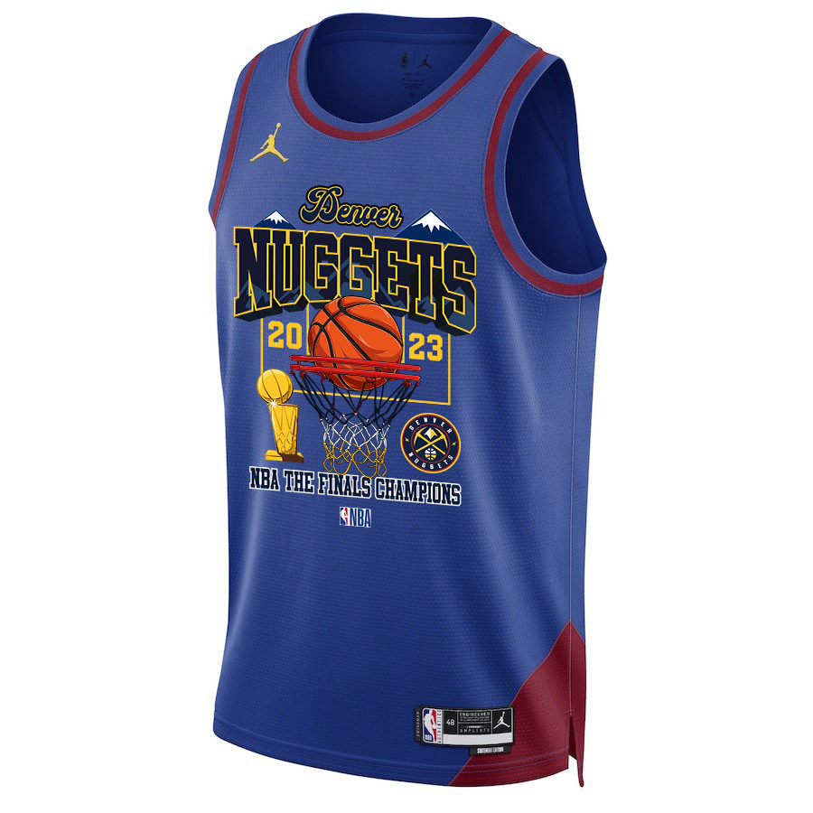 Alternative view of Denver Nuggets Lineup Road To The NBA Final Champions 2023 Swingman Basketball Jersey - Blue - JS430 