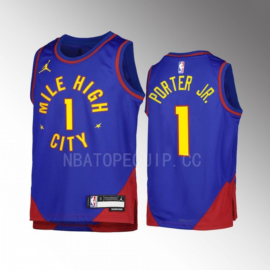 Denver Nuggets Michael Porter Jr. 1 Statement Edition Blue Youth Men Basketball Jersey Swingman - JS998 