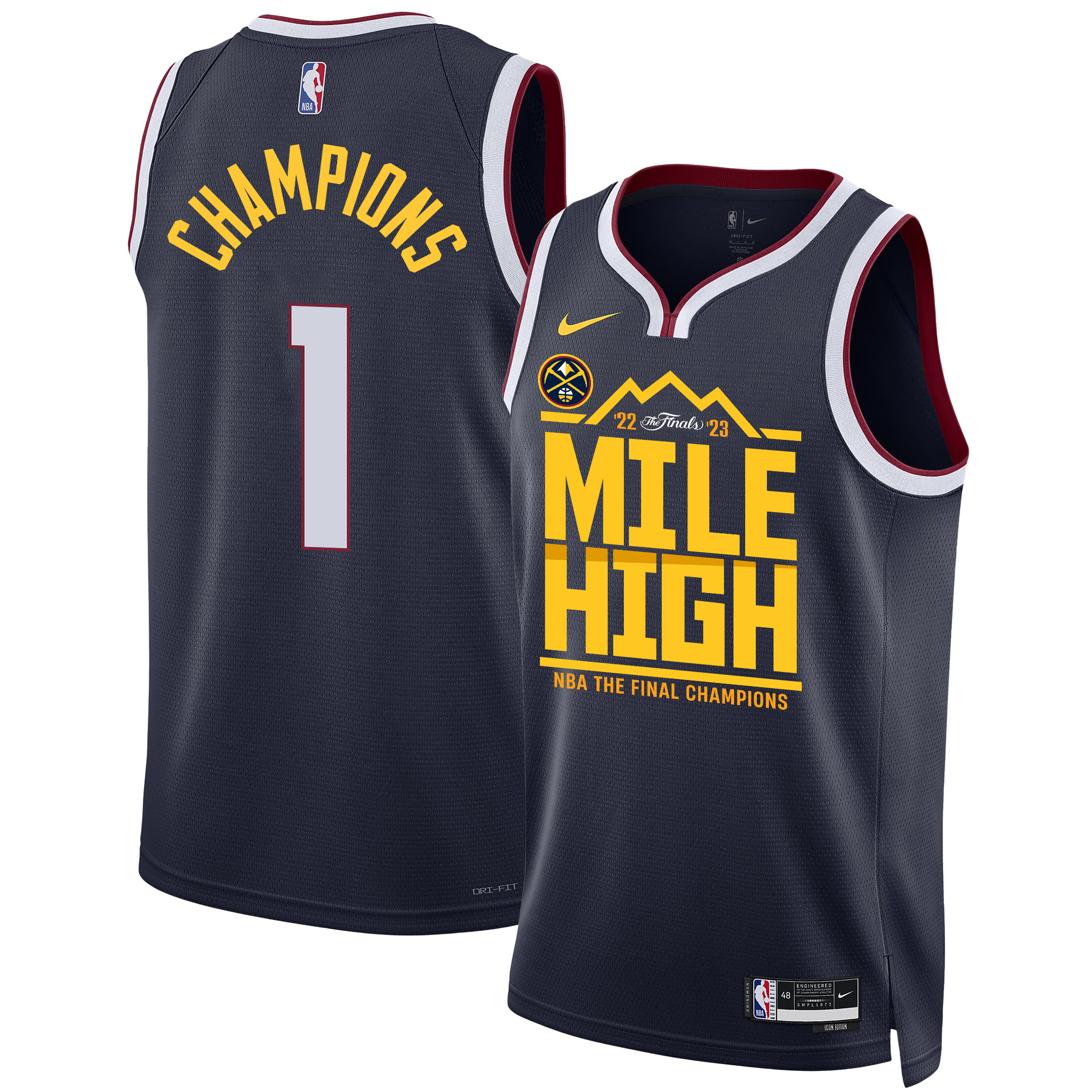 Denver Nuggets Mile High 2023 The Final Champions Golden Legacy Swingman Basketball Jersey - Black - JS672 