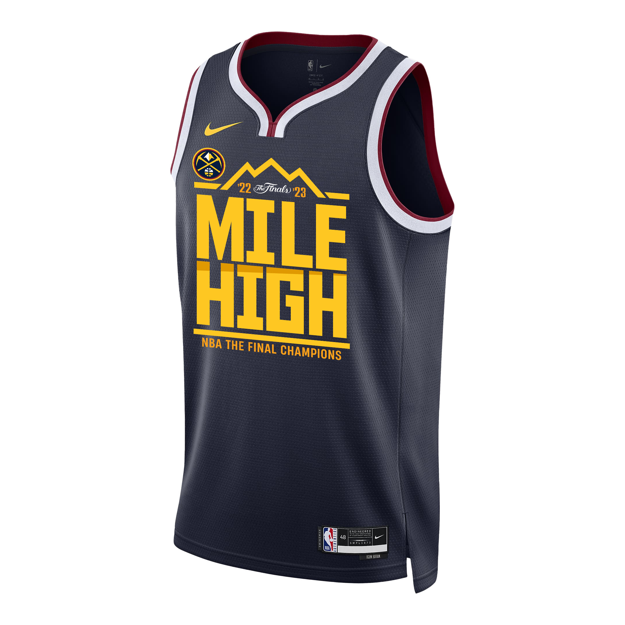 Alternative view of Denver Nuggets Mile High 2023 The Final Champions Golden Legacy Swingman Basketball Jersey - Black - JS672 