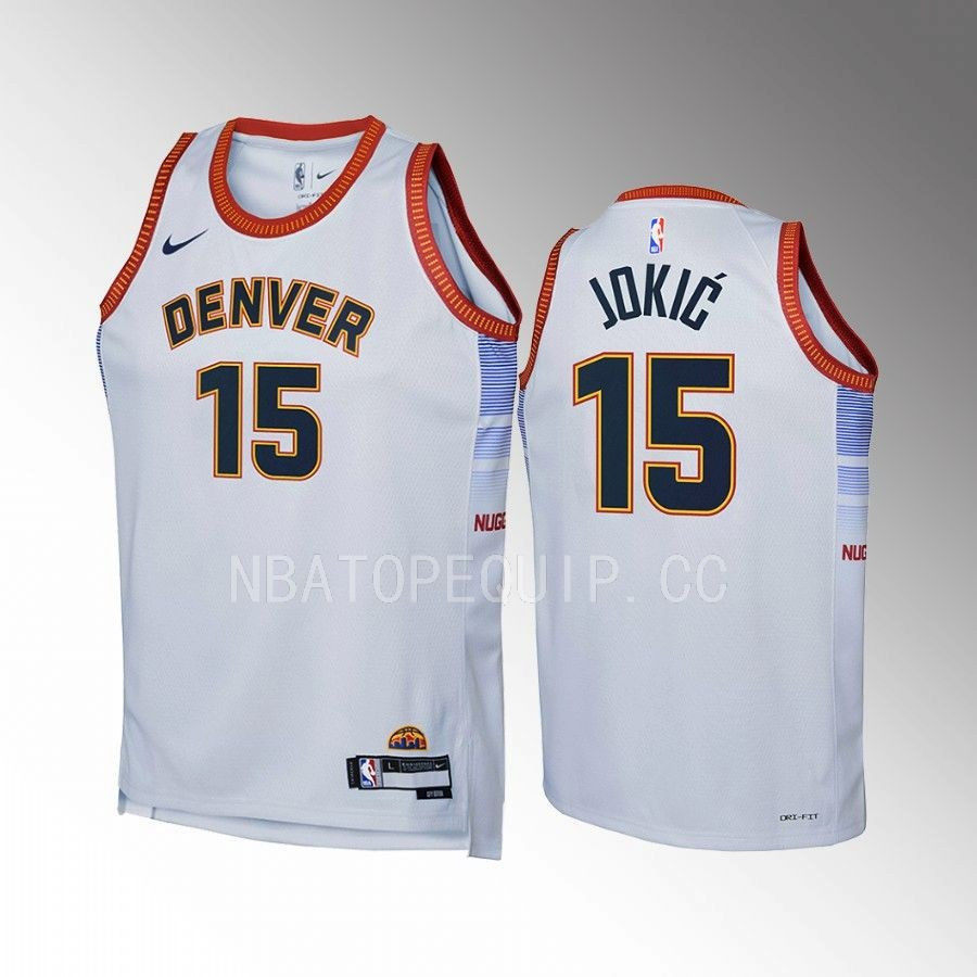 Denver Nuggets Nikola Jokic 15 City Edition Gray Youth Basketball Jersey Swingman - JS936 