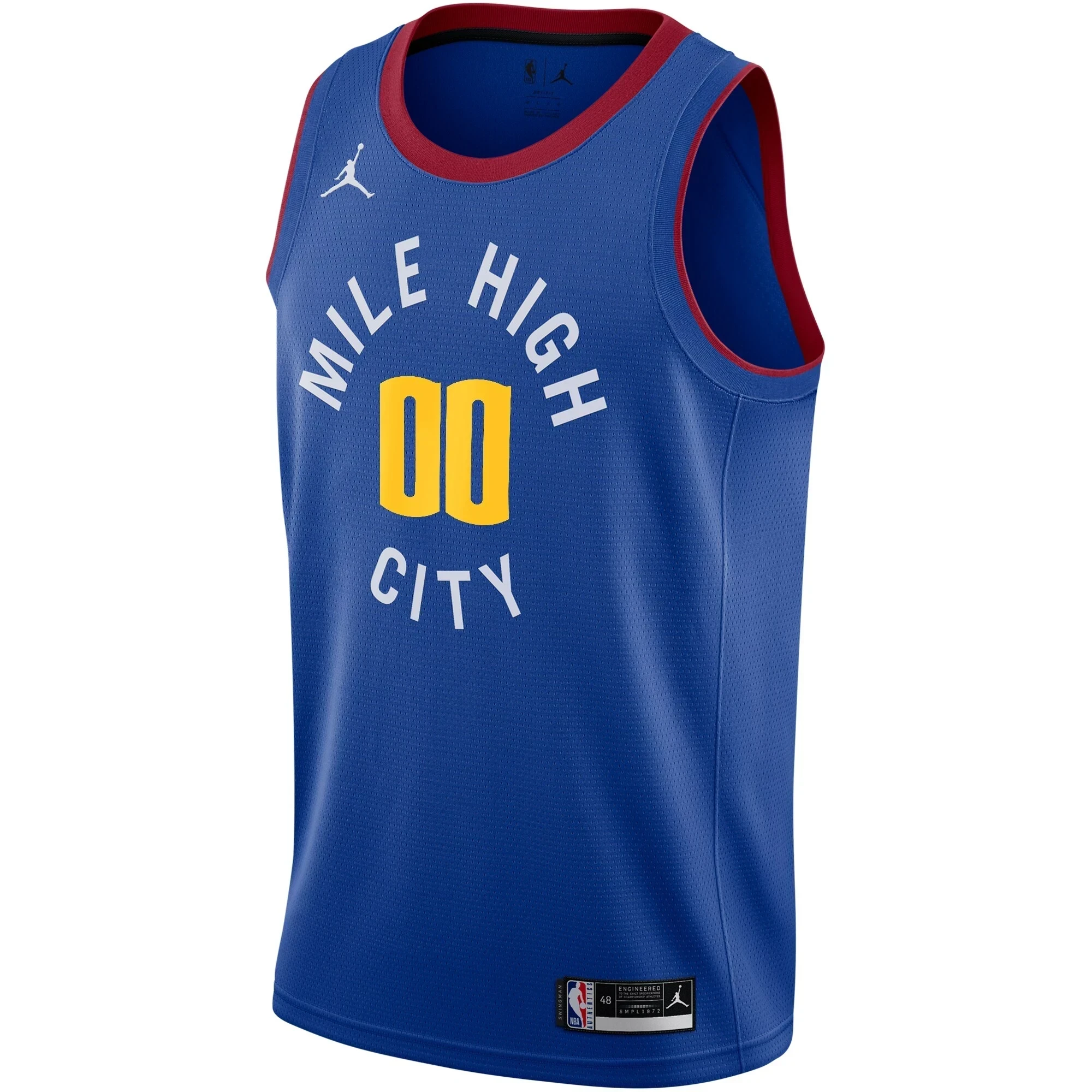 Alternative view of Denver Nuggets Swingman Custom Basketball Jersey - Statement Edition - Blue - JS927 