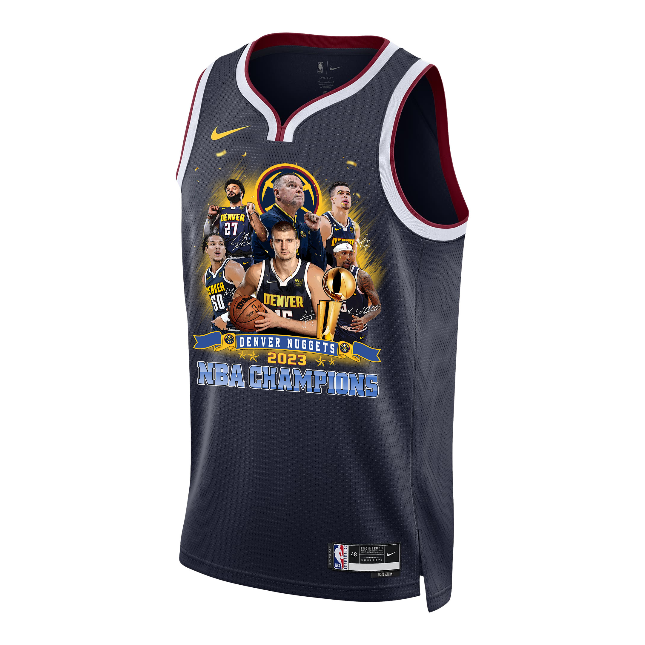 Alternative view of Denver Nuggets The 2023 Champions' Badge Swingman Basketball Jersey - Black - JS698 