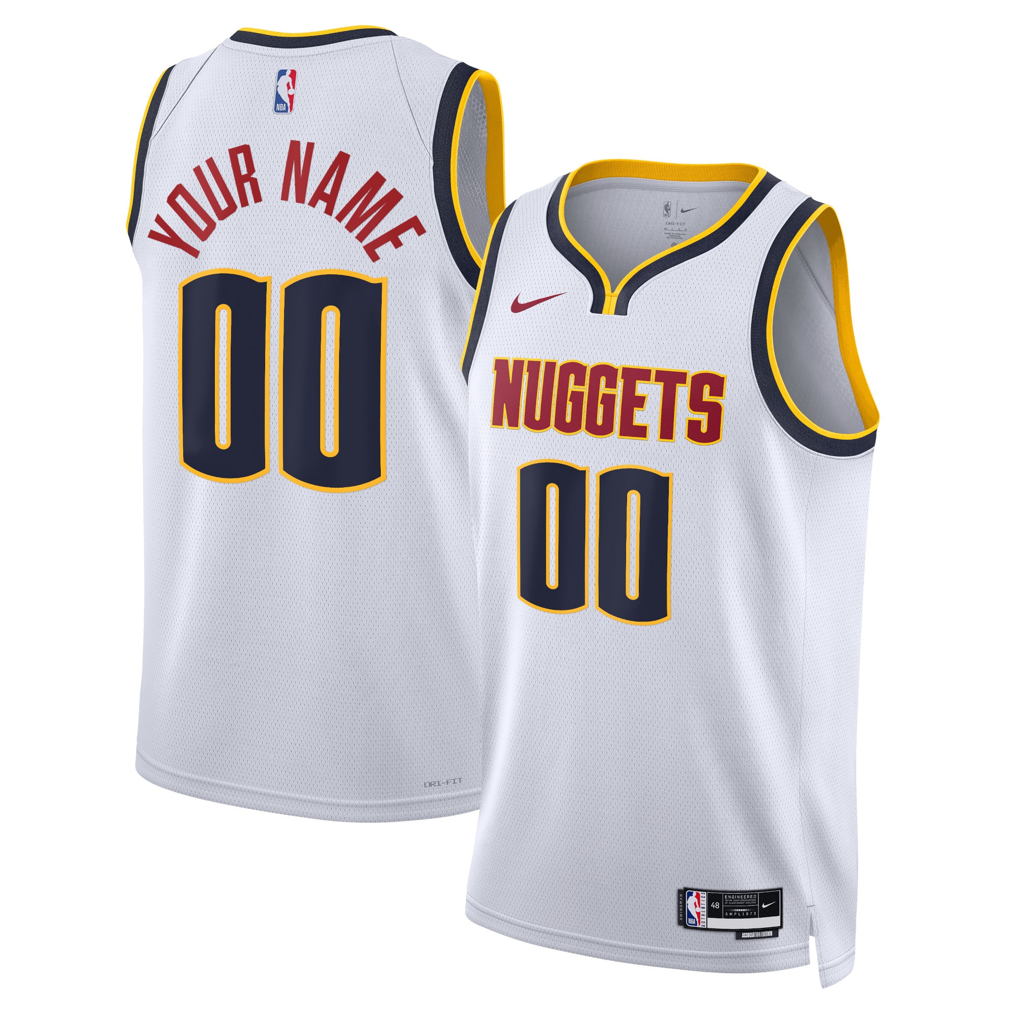 Denver Nuggets Unisex Swingman Custom Basketball Jersey White - Association Edition