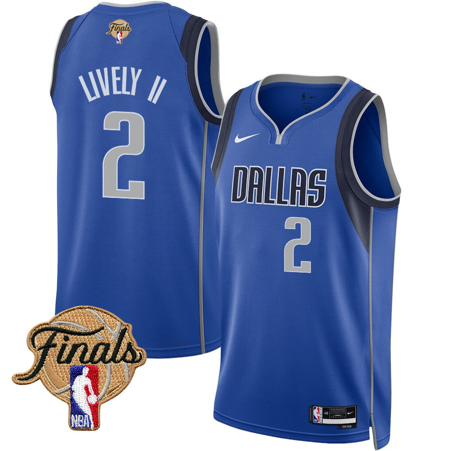 Dereck Lively II 2 Dallas Mavericks 2024 FINALS PATCH Swingman Basketball Jersey - Icon Edition - Blue - JS314 