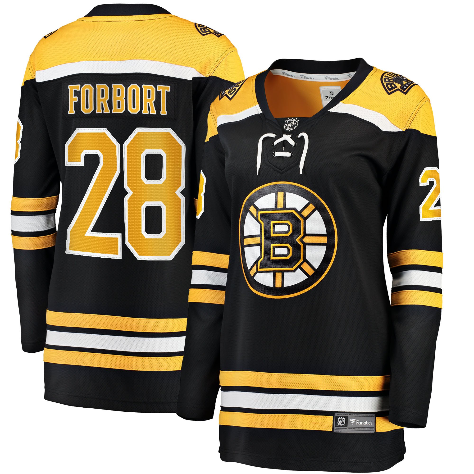 Derek Forbort 28 Boston Bruins Home Breakaway Hockey Jersey - Women, Black - JS890 
