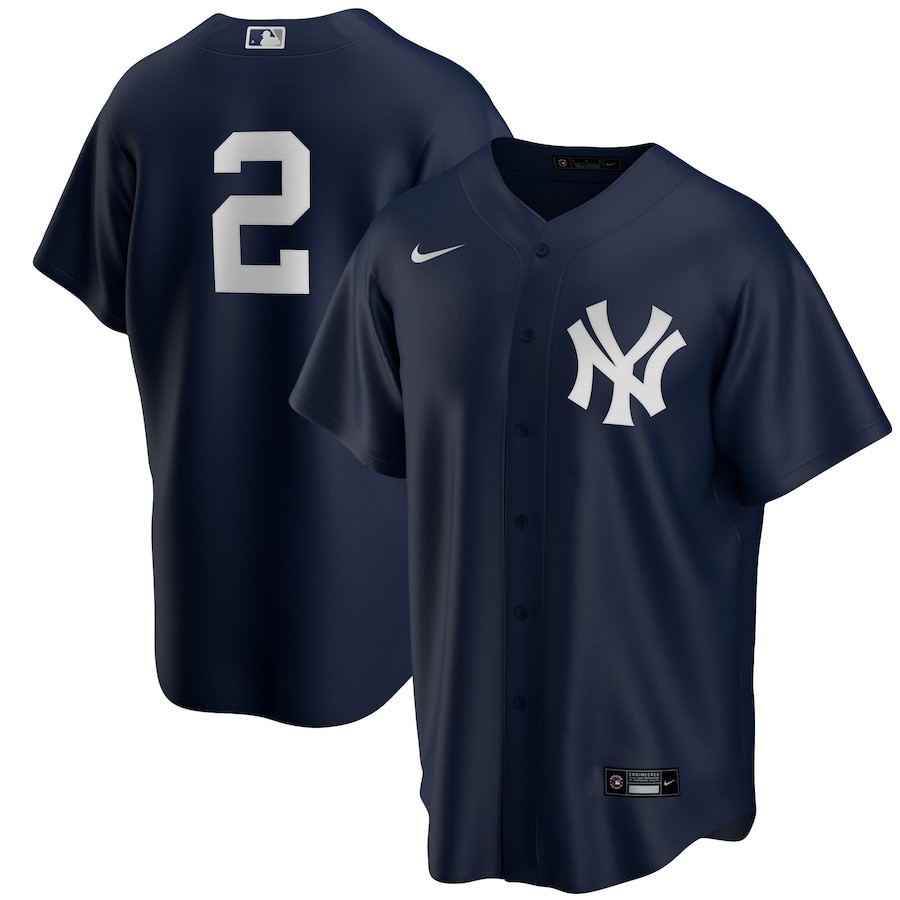 Derek Jeter 2 New York Yankees Alternate Men Baseball Jersey - Navy 