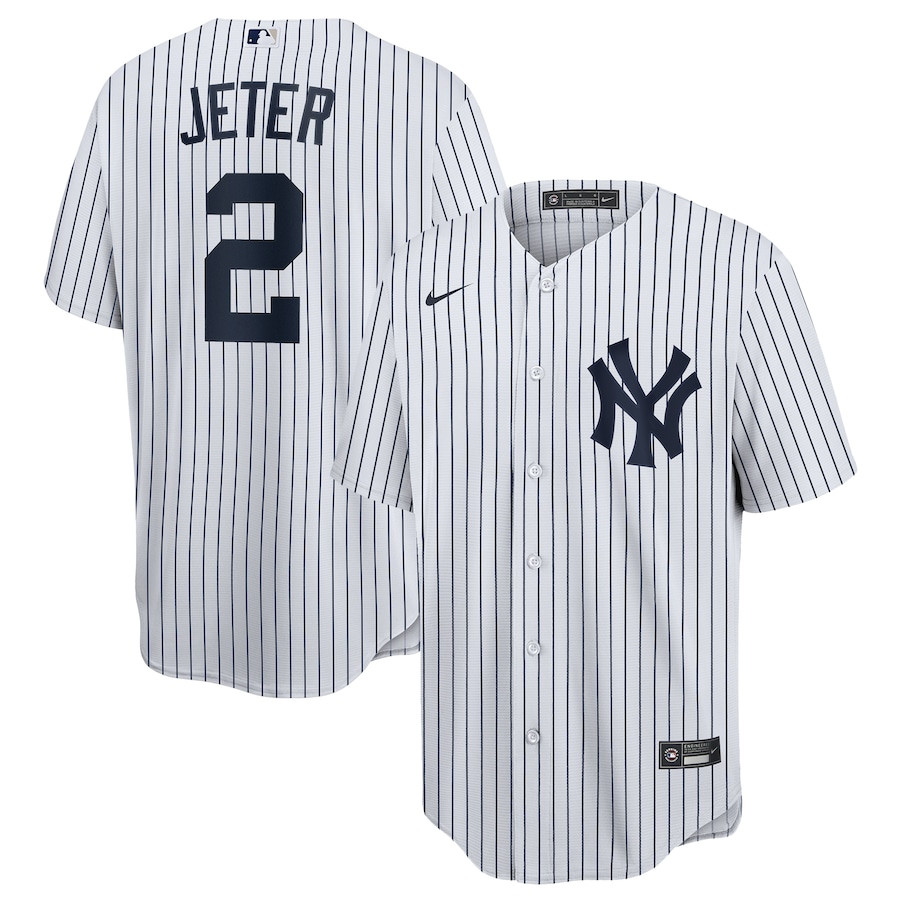 Derek Jeter 2 New York Yankees Home Men Baseball Jersey - White 