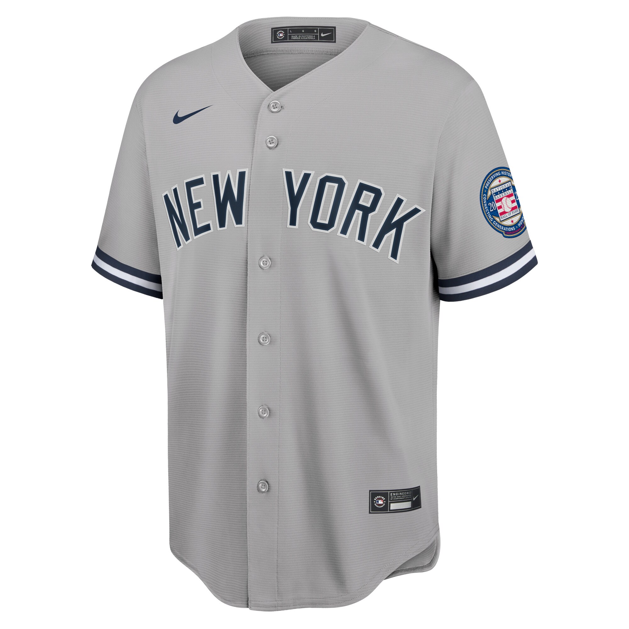 Alternative view of Derek Jeter New York Yankees 2020 Hall Of Fame Induction Replica Baseball Jersey - Gray
