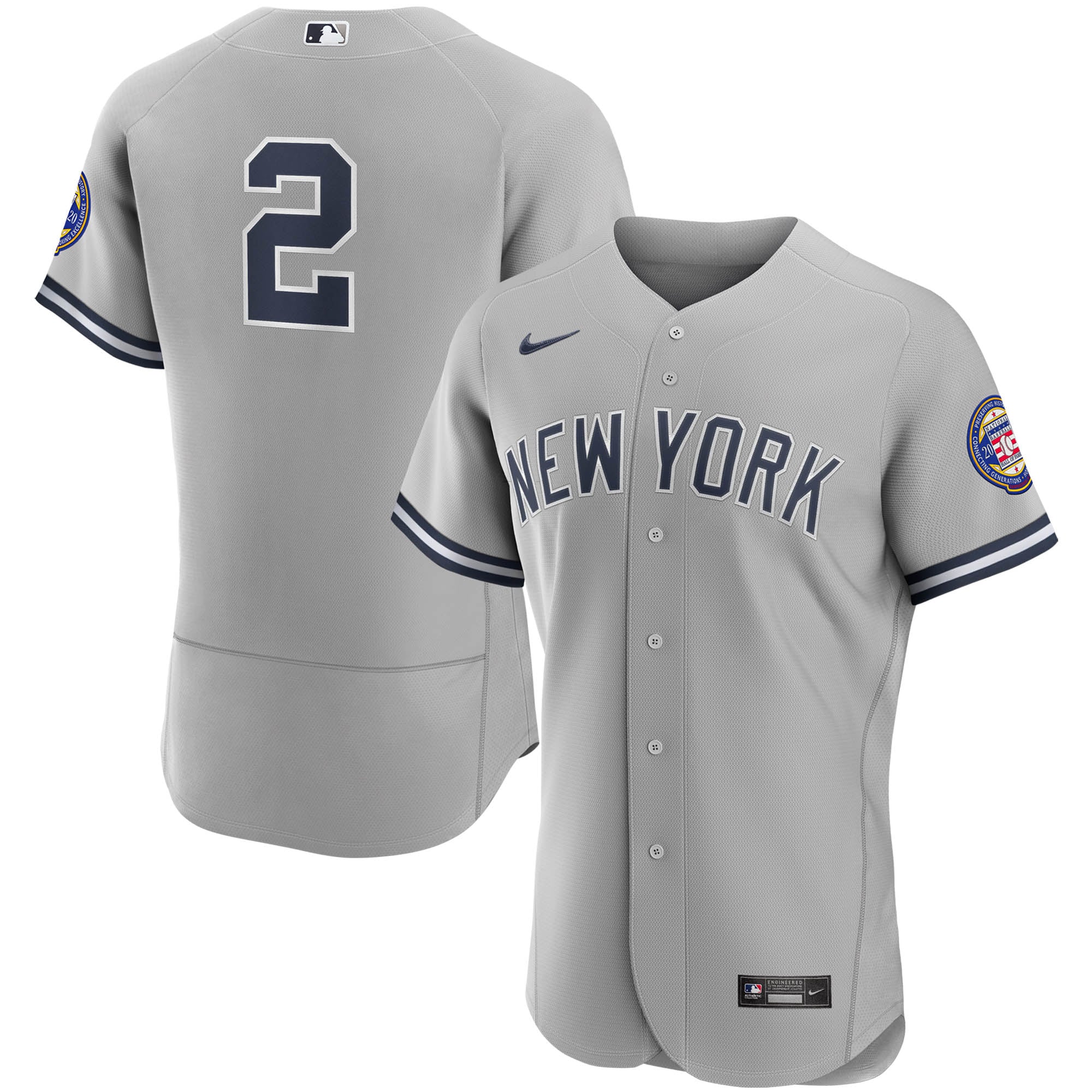 Derek Jeter New York Yankees 2020 Hall Of Fame Induction Road Authentic Player Baseball Jersey - Gray