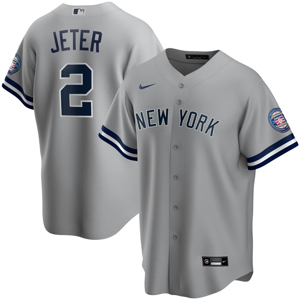 Derek Jeter New York Yankees 2020 Hall Of Fame Induction Road Player Name Baseball Jersey - Gray