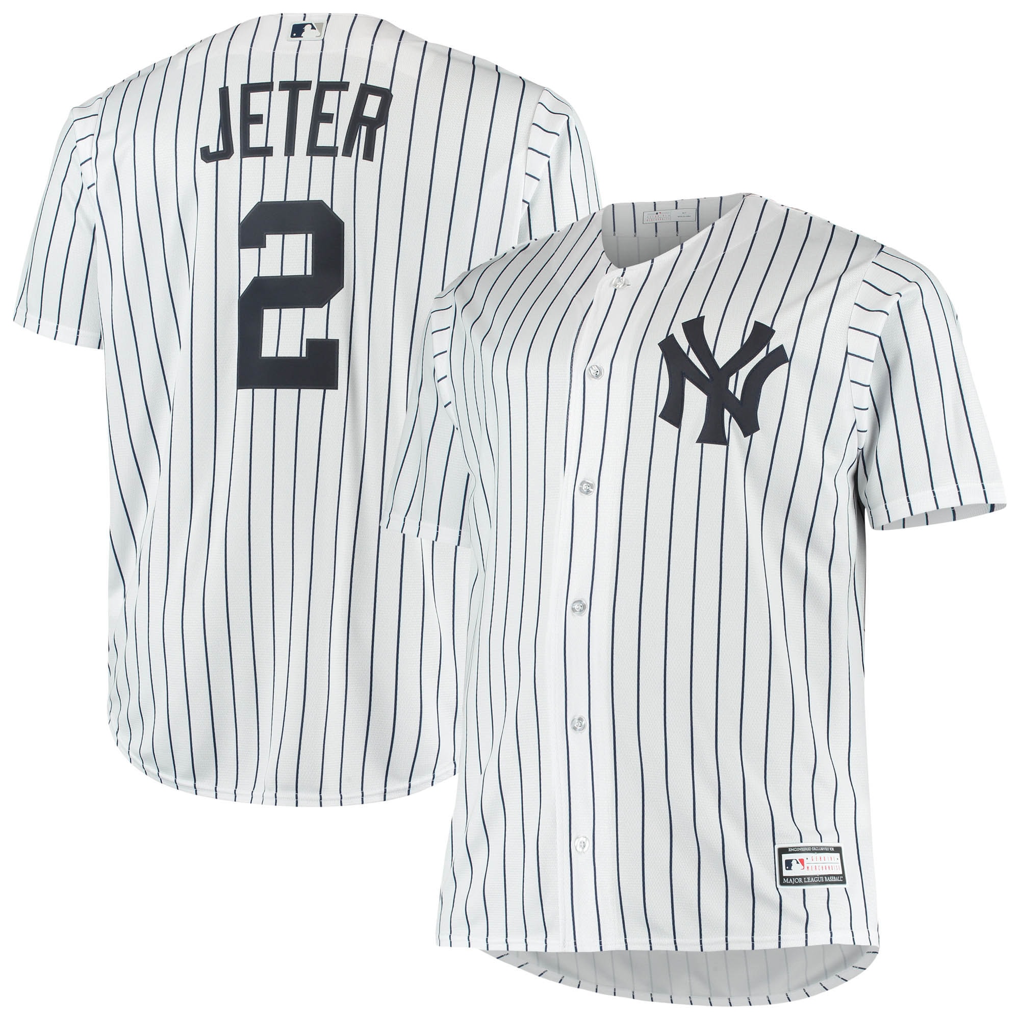 Alternative view of Derek Jeter New York Yankees Big & Tall Replica Player Baseball Jersey – White
