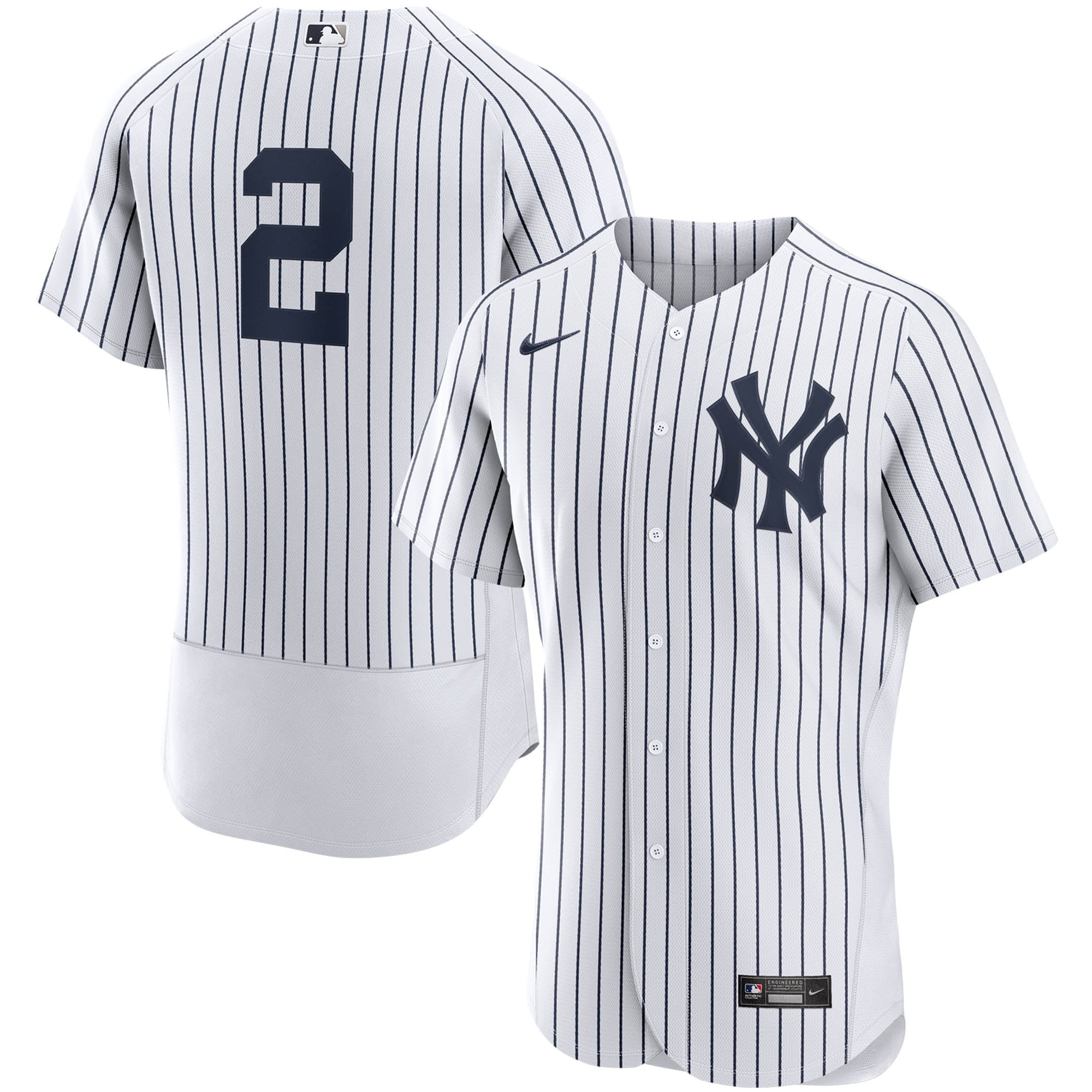 Derek Jeter New York Yankees Home Authentic Player Baseball Jersey - White/navy