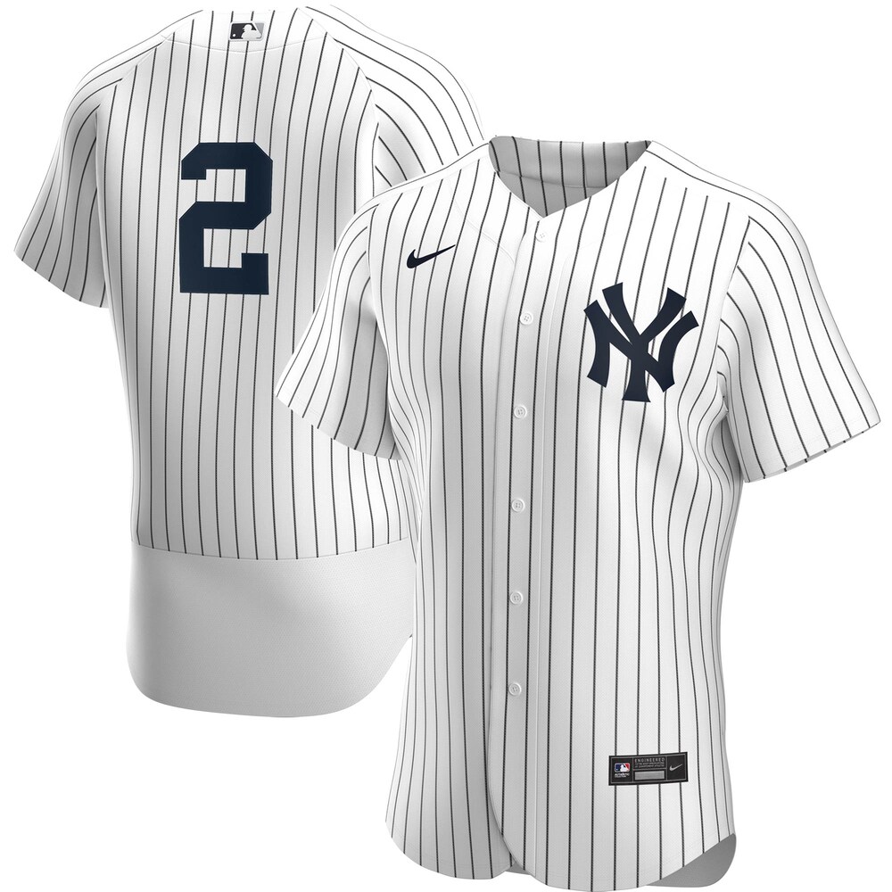 Derek Jeter New York Yankees Home Player Baseball Jersey - White/navy