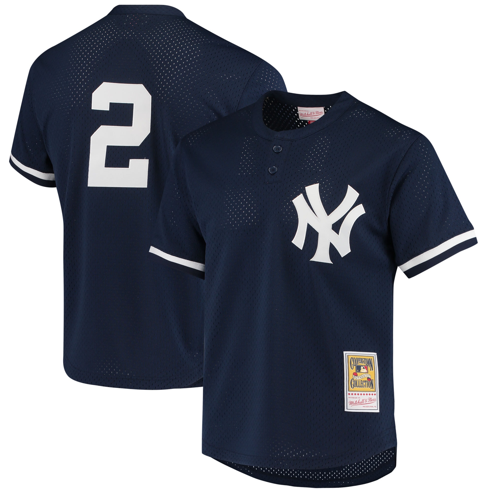 Derek Jeter New York Yankees Mitchell & Ness Cooperstown Collection 1995 Batting Practice Baseball Jersey - Navy