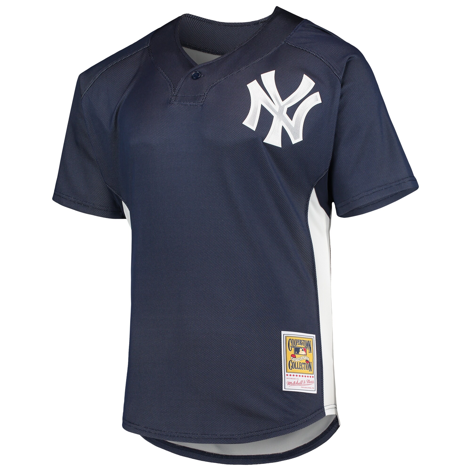 Alternative view of Derek Jeter New York Yankees Mitchell & Ness Cooperstown Collection Mesh Batting Practice Button-up Baseball Jersey - Navy
