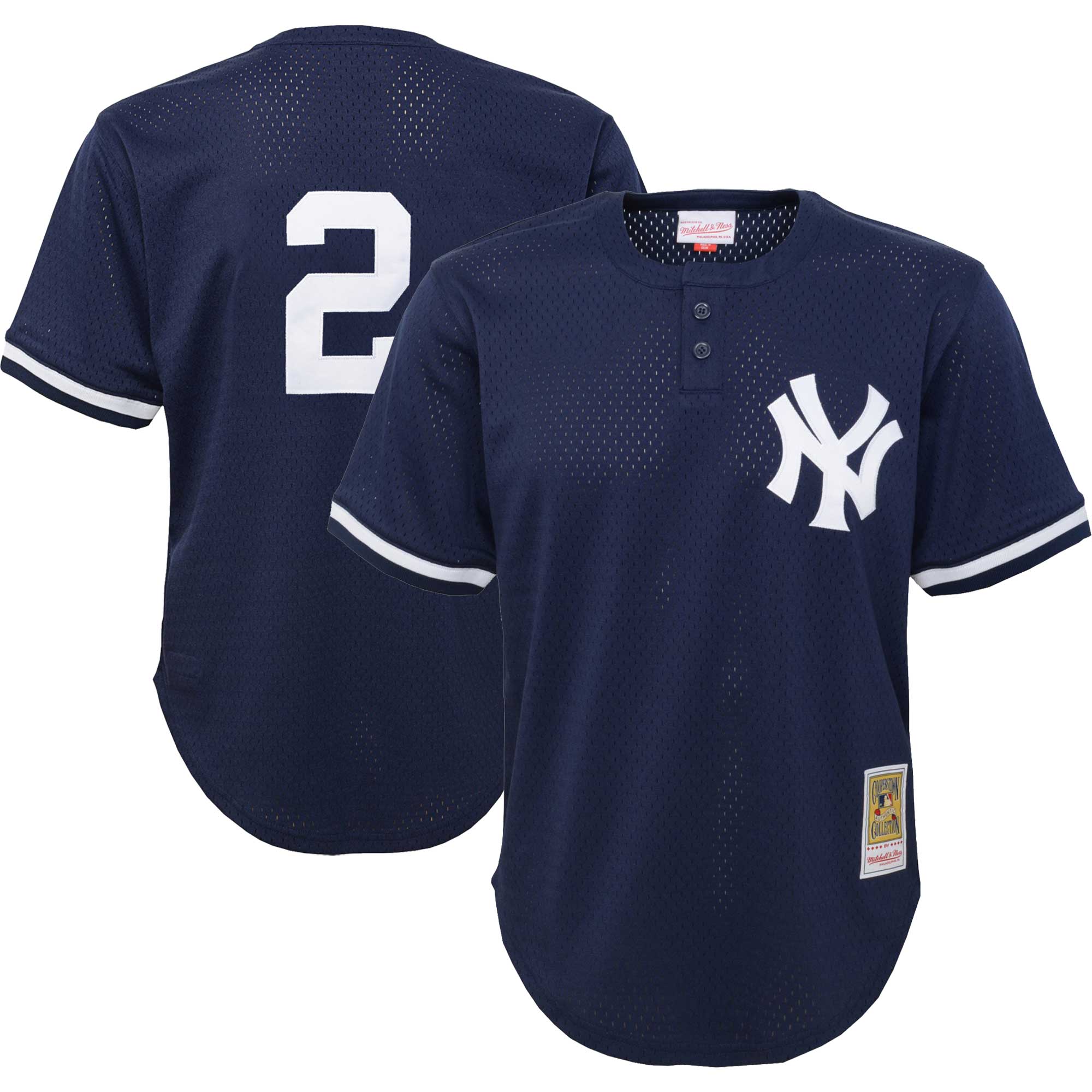 Derek Jeter New York Yankees Mitchell & Ness Youth Cooperstown CollectionÃƒâ€šÃ‚Â mesh Batting Practice Baseball Jersey - Navy
