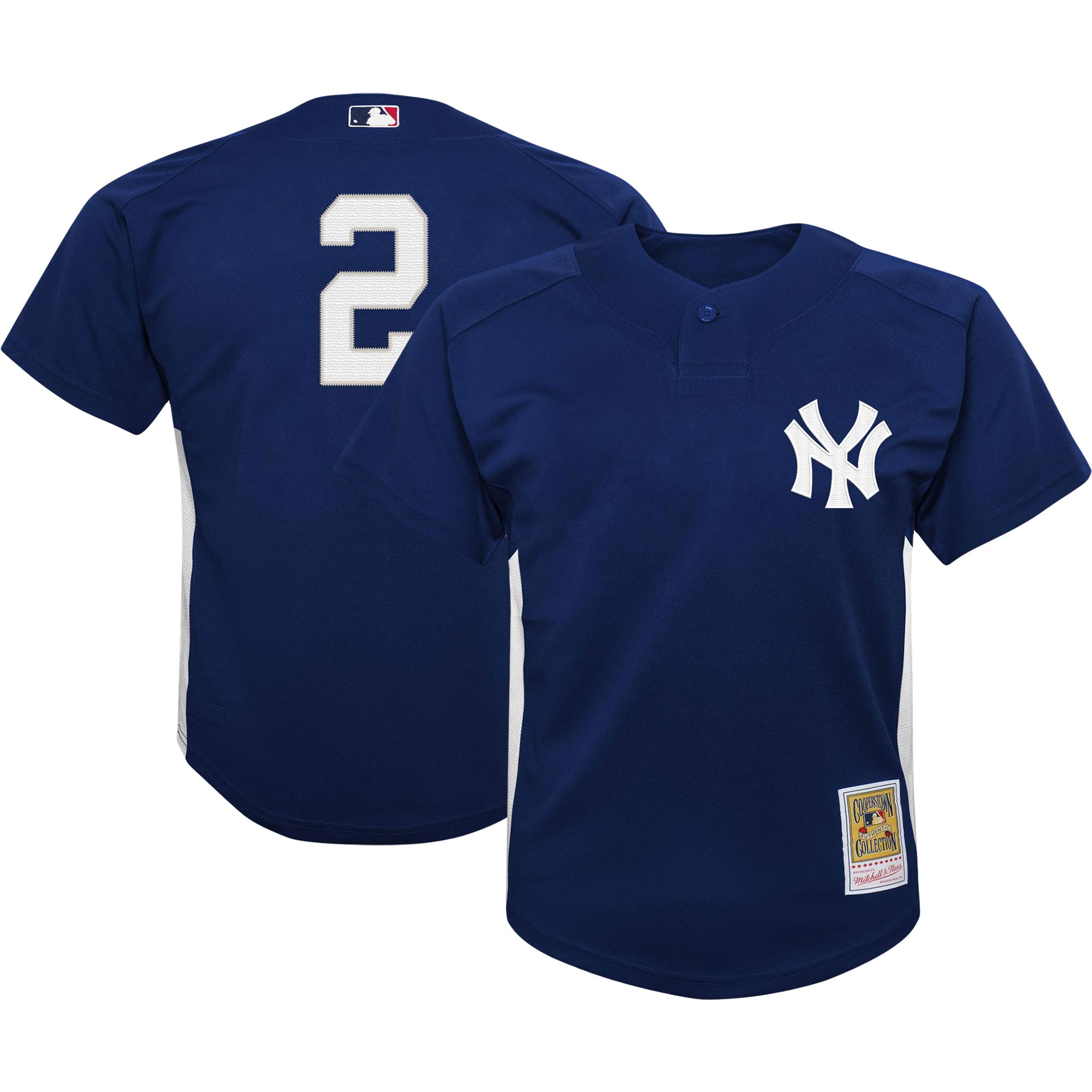 Derek Jeter New York Yankees Mitchell & Ness Youth Team Cooperstown Collection Mesh Batting Practice Baseball Jersey - Navy