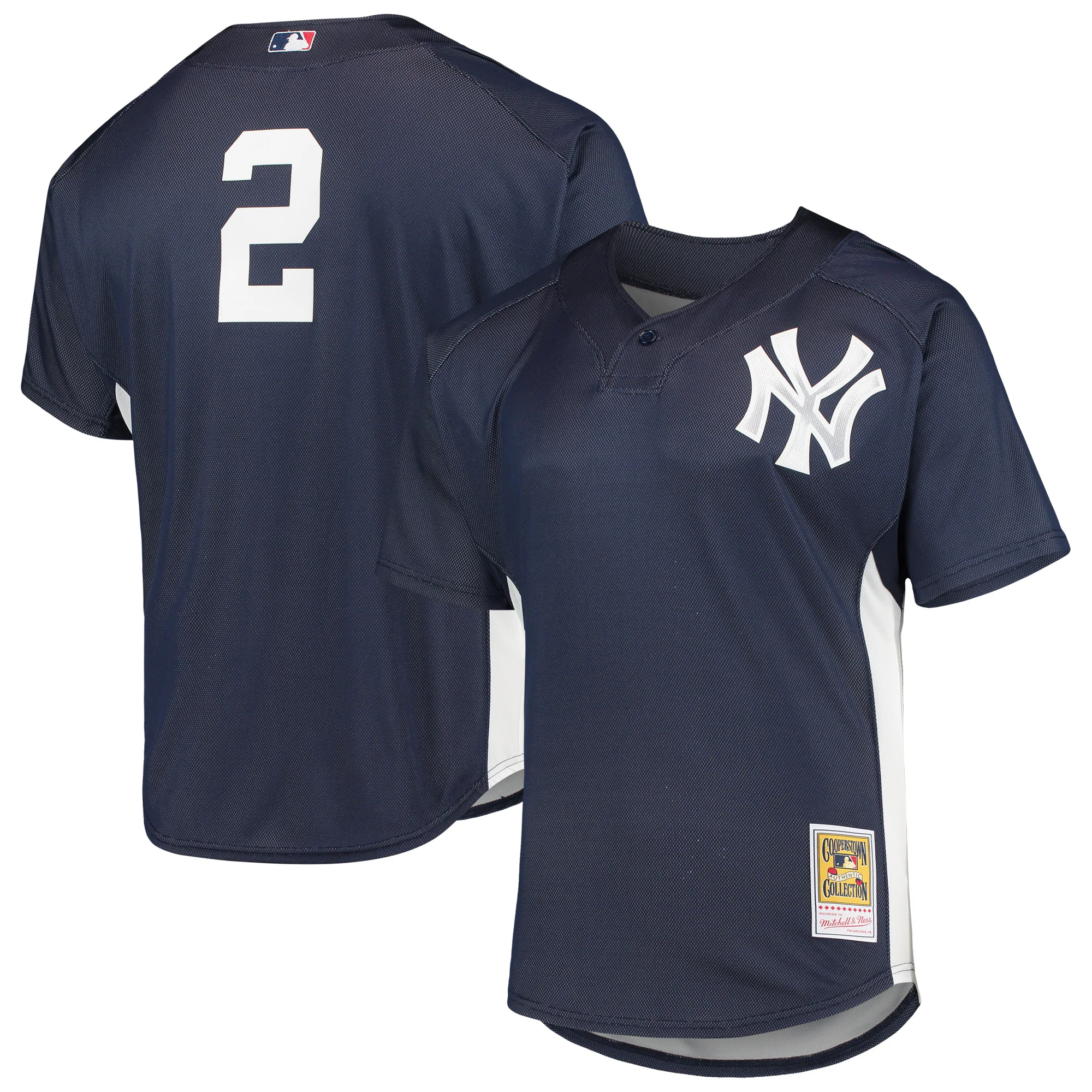 Alternative view of Derek Jeter New York Yankees Mitchell & Ness Cooperstown Collection Mesh Batting Practice Baseball Jersey – Navy