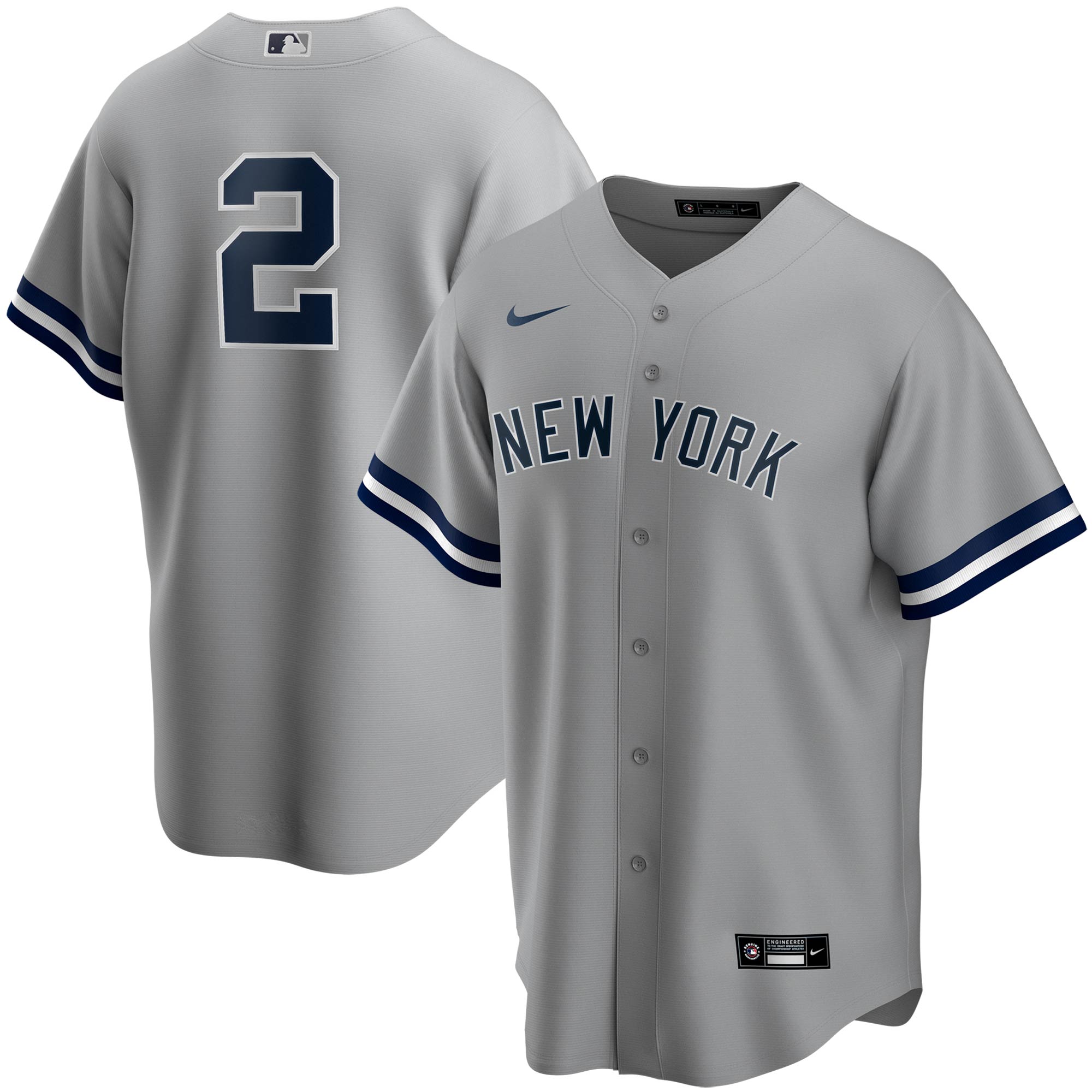 Derek Jeter New York Yankees Road Replica Player Baseball Jersey - Gray