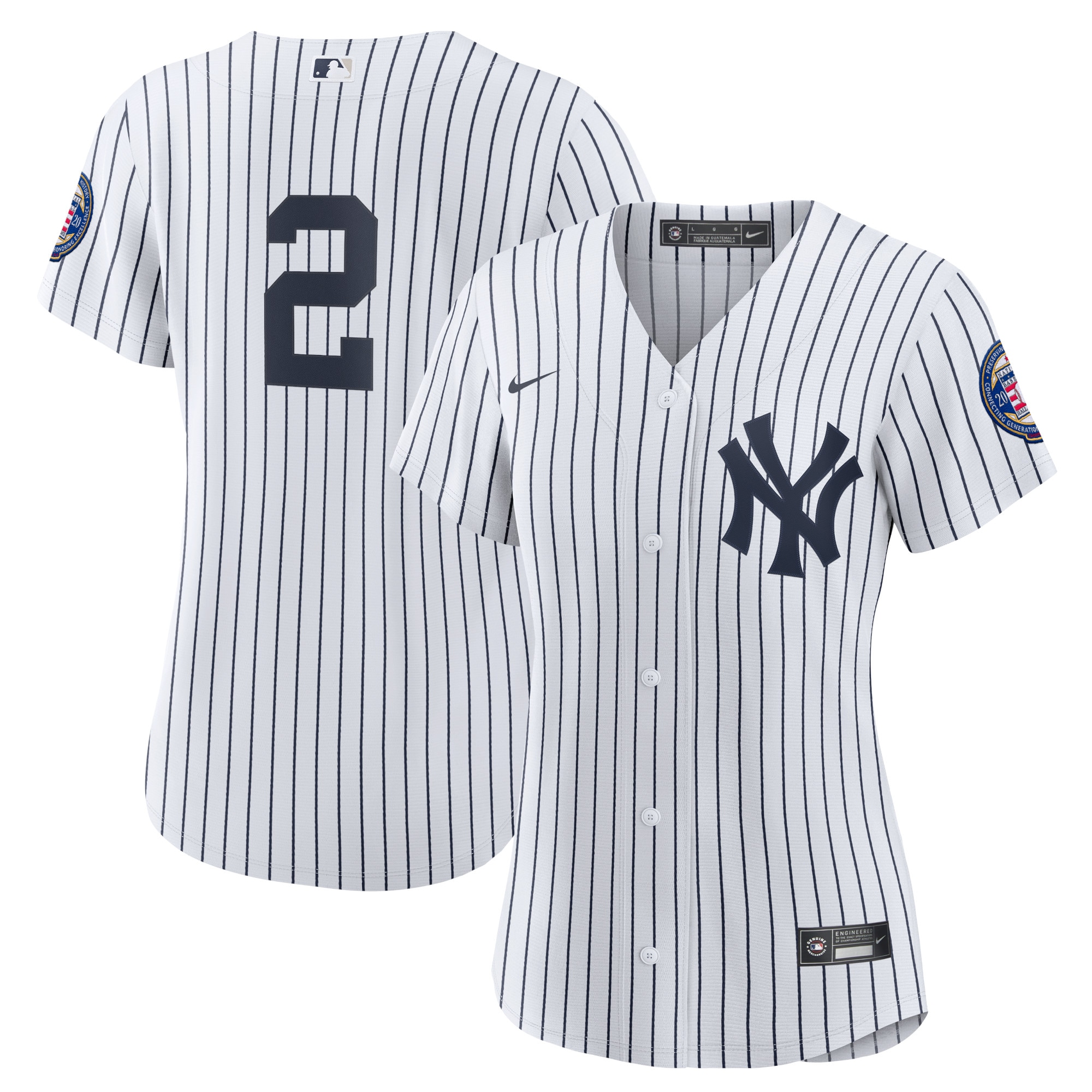 Alternative view of Derek Jeter New York Yankees Women’s 2020 Hall Of Fame Induction Replica Baseball Jersey – White/navy