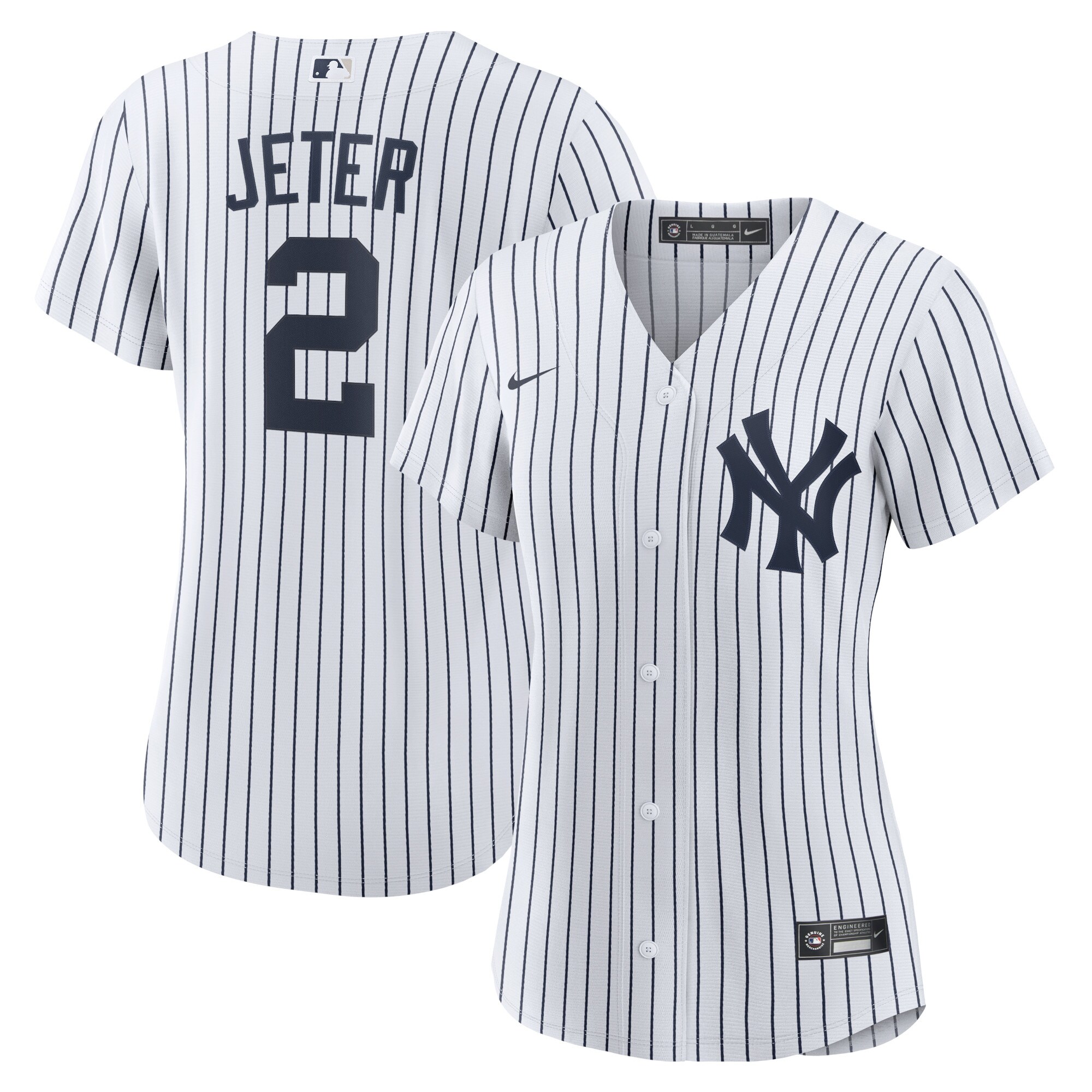 Alternative view of Derek Jeter New York Yankees Women's Home Replica Player Name Baseball Jersey - White/navy