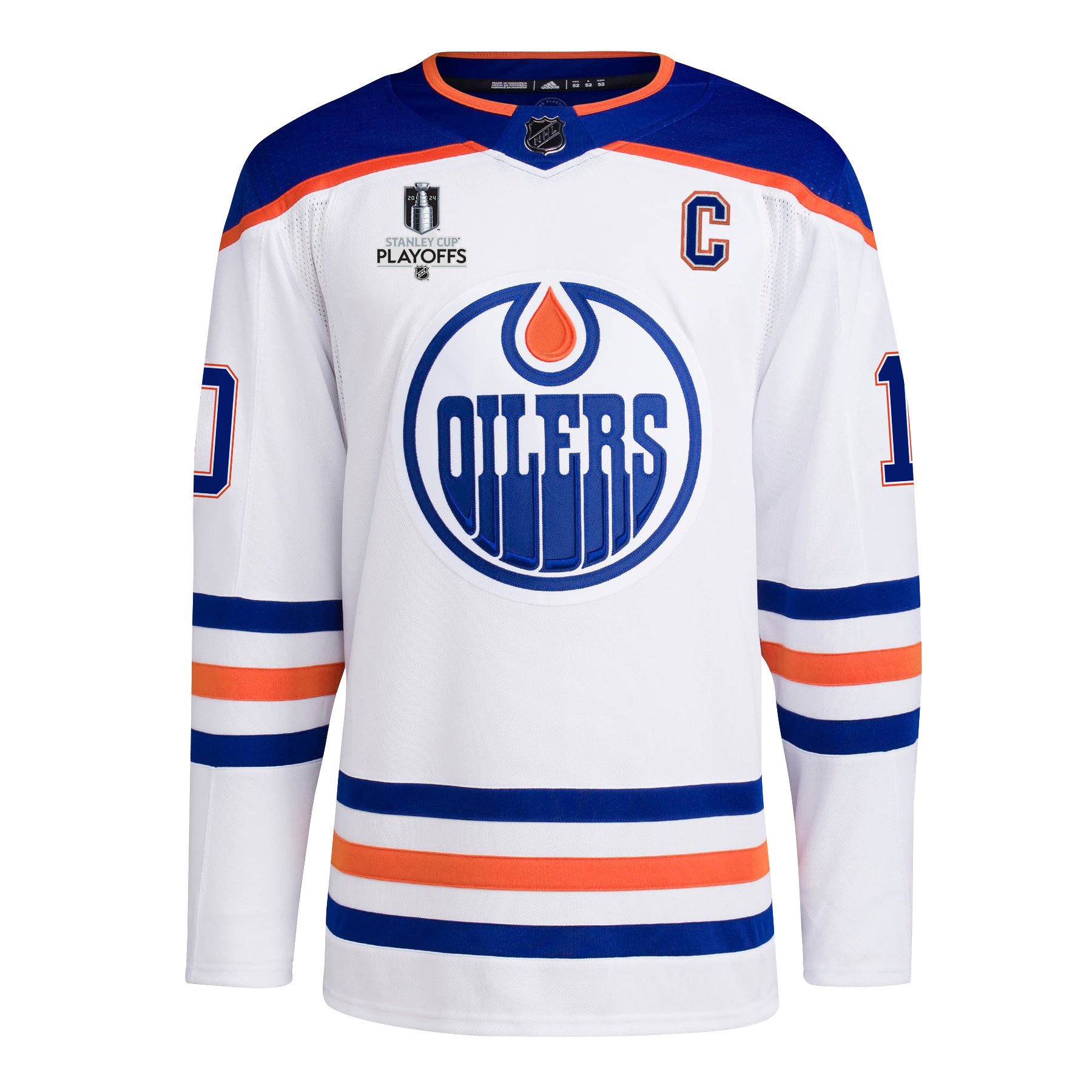 Alternative view of Derek Ryan 10 Edmonton Oilers 2024 NHL Playoffs Patch Away Hockey Jersey - Men, White - JS618 