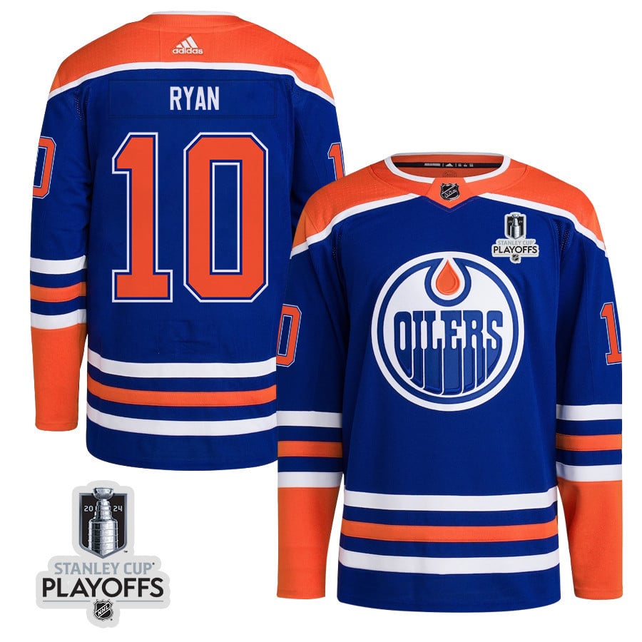 Derek Ryan 10 Edmonton Oilers 2024 NHL Playoffs Patch Home Hockey Jersey - Men - JS708 