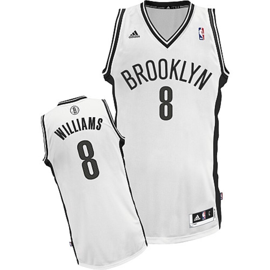 Alternative view of Deron Williams Brooklyn Nets Adidas Youth Swingman Home Jersey - White