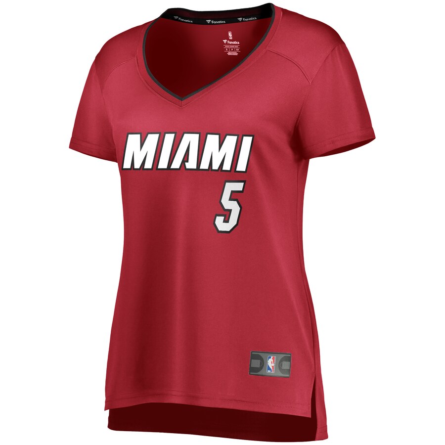 Alternative view of Derrick Jones Jr. Miami Heat Fanatics Branded Women's Fast Break Replica Basketball Jersey Red - Statement Edition
