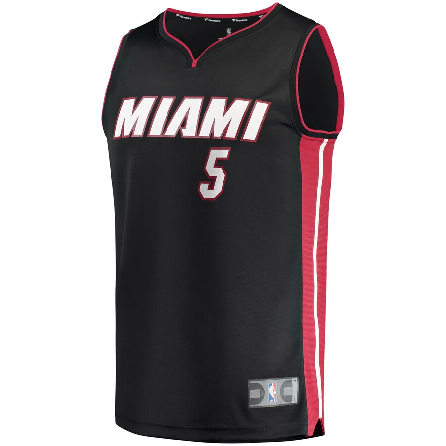 Alternative view of Derrick Jones Jr. Miami Heat Fanatics Branded Youth Fast Break Replica Basketball Jersey - Icon Edition - Black