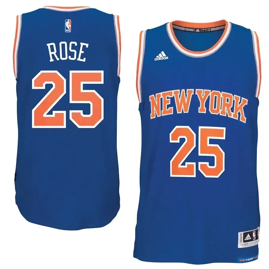 Derrick Rose New York Knicks Climacool Road Swingman Basketball Jersey - Royal - JS170 