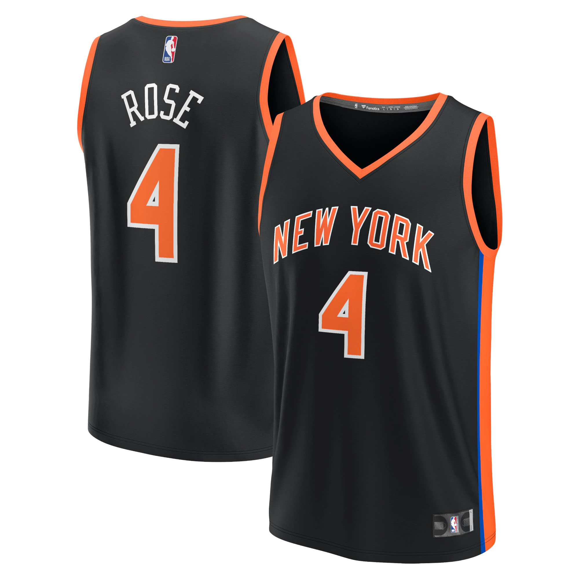 Alternative view of Derrick Rose New York Knicks Fanatics Branded 2022/23 Fastbreak Basketball Jersey - City Edition - Black