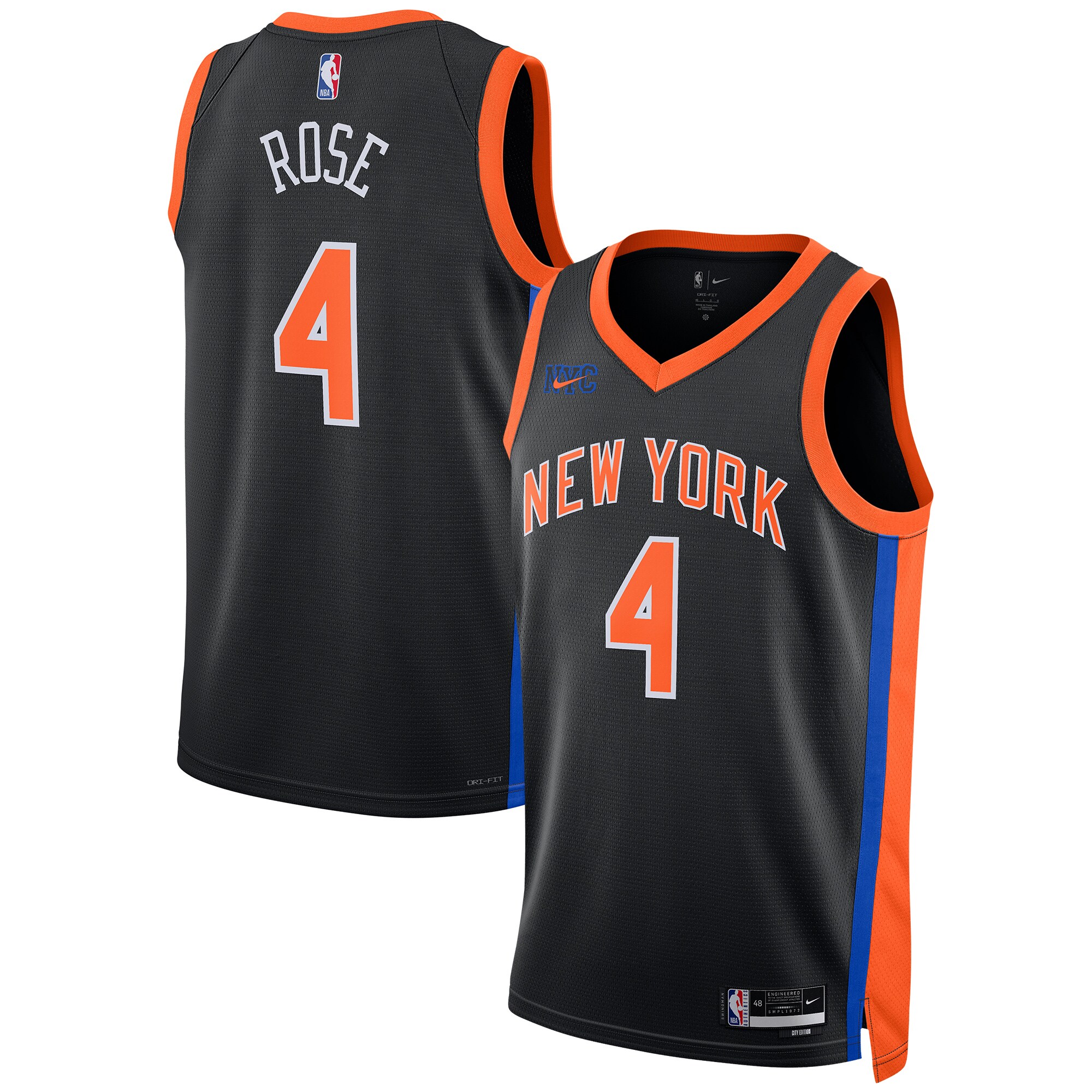 Alternative view of Derrick Rose New York Knicks Unisex 2022/23 Swingman Basketball Jersey - City Edition - Black