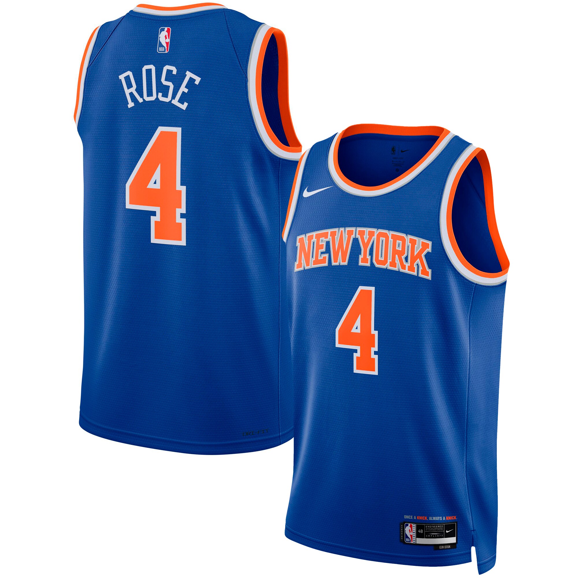 Alternative view of Derrick Rose New York Knicks Unisex Swingman Basketball Jersey - Icon Edition - Blue