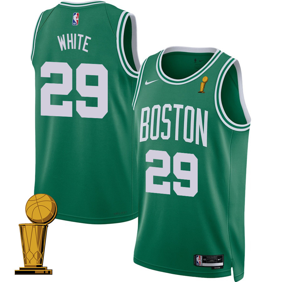 Derrick White 29 Boston Celtics 2024 FINALS CHAMPIONS Basketball Jersey - Icon Edition - Kelly Green - JS165