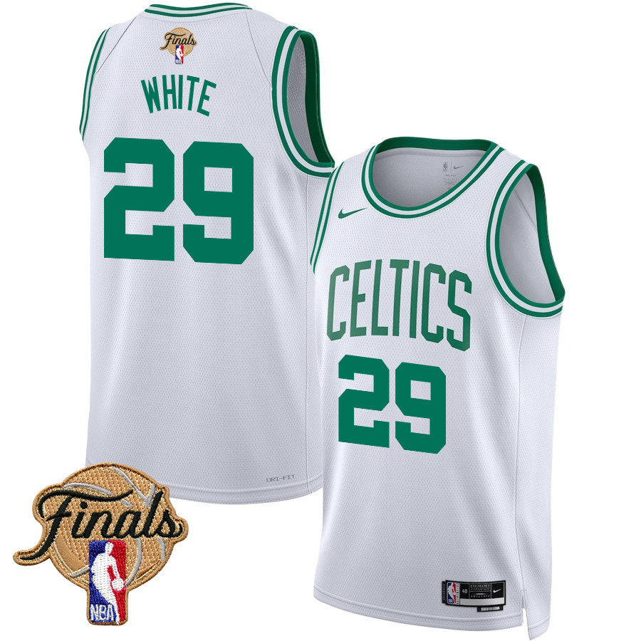 Derrick White 29 Boston Celtics 2024 FINALS PATCH Swingman Basketball Jersey - Association Edition - White - JS425