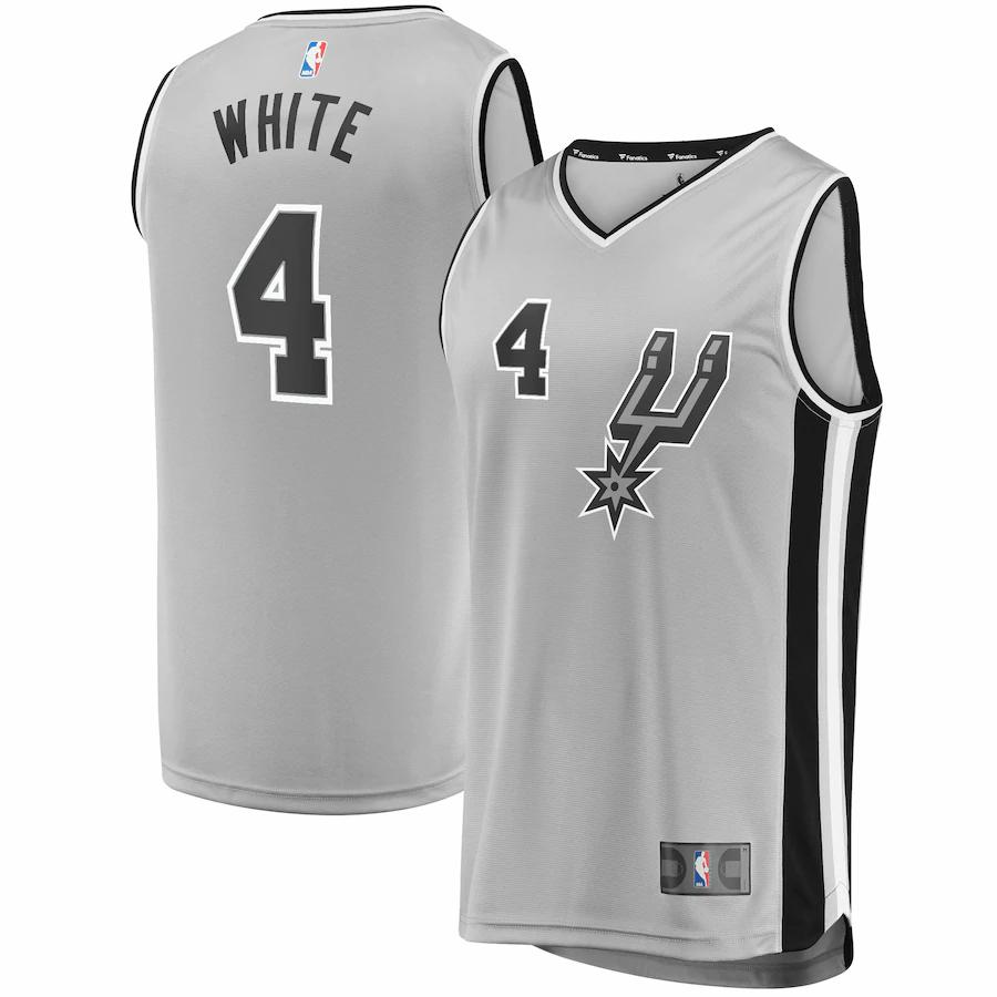 Derrick White San Antonio Spurs Fanatics Branded Fast Break Replica Player Basketball Jersey - Statement Edition - Silver