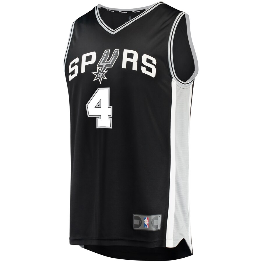 Alternative view of Derrick White San Antonio Spurs Fanatics Branded Fast Break Road Replica Player Basketball Jersey Black - Icon Edition