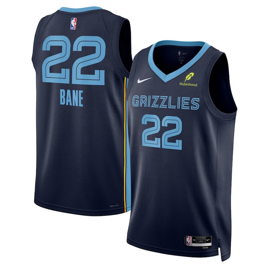 Desmond Bane 22 Memphis Grizzlies Unisex Swingman Badge Player Basketball Jersey - Icon Edition - Navy - JS228 
