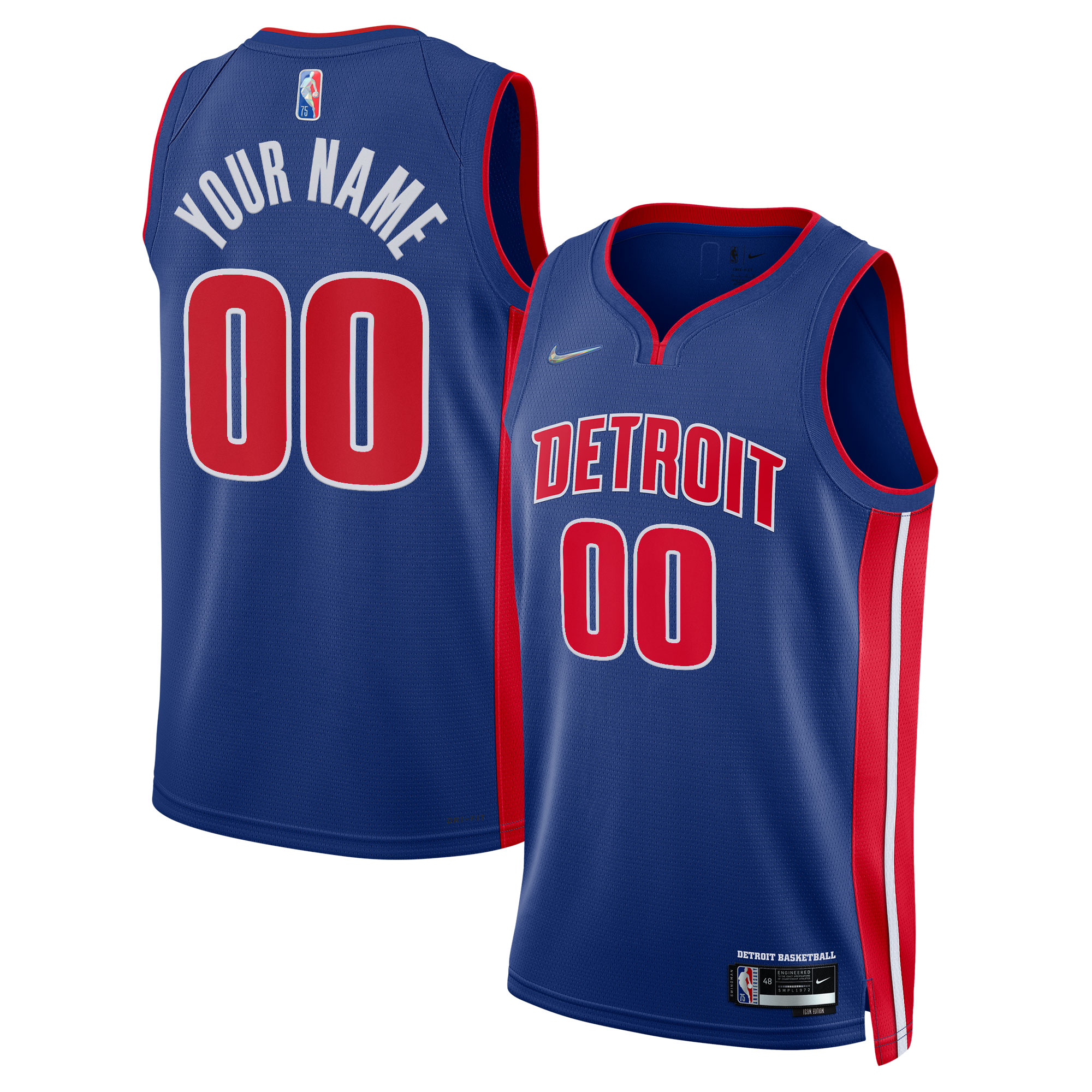 Detroit Pistons 2021/22 Diamond Swingman Custom Basketball Jersey - Icon Edition - Blue