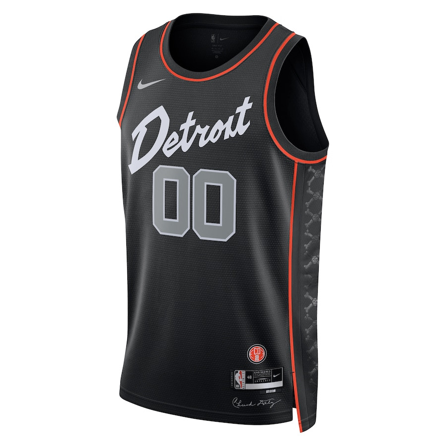Alternative view of Detroit Pistons 2023/24 City Edition Swingman Custom Basketball Jersey - Black - JS561 