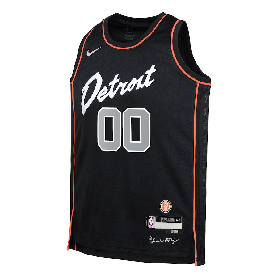 Alternative view of Detroit Pistons 2023/24 City Edition Swingman Custom YOUTH Basketball Jersey - Black - JS659 