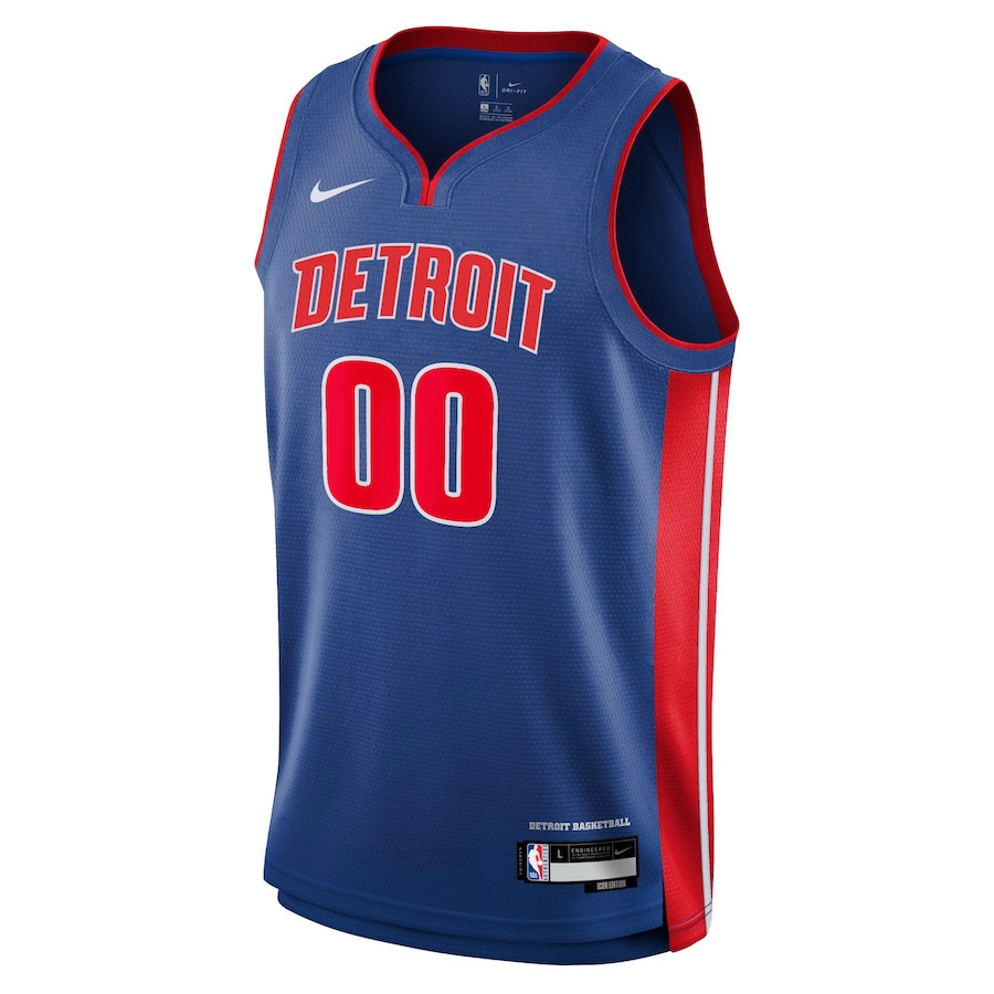 Alternative view of Detroit Pistons 2023/24 Icon Swingman Custom Men Basketball Jersey - Blue - JS755 