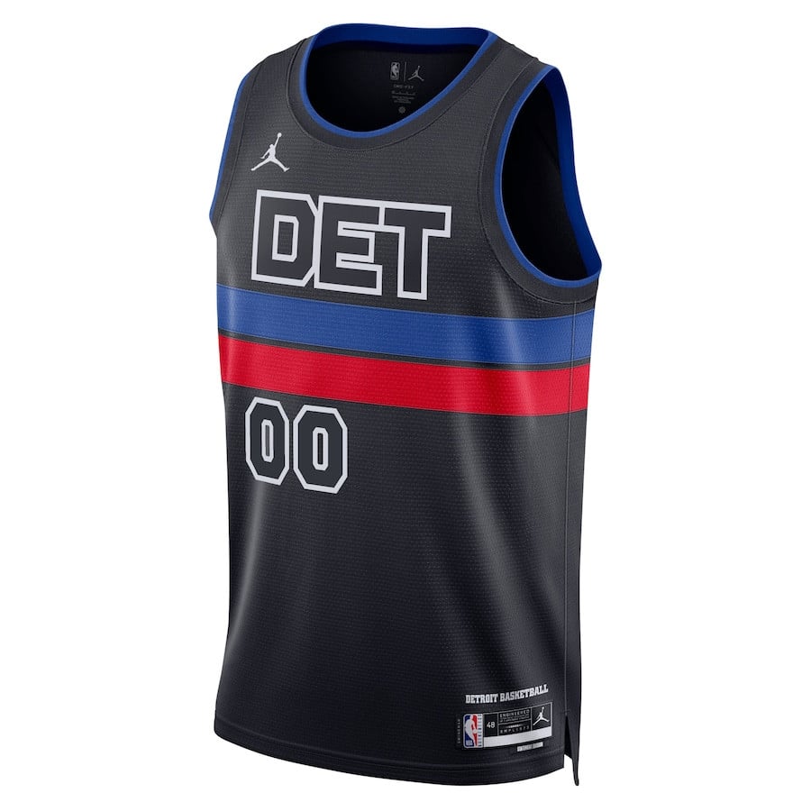 Alternative view of Detroit Pistons 2023/24 Statement Swingman Custom Men Basketball Jersey - Black - JS361 
